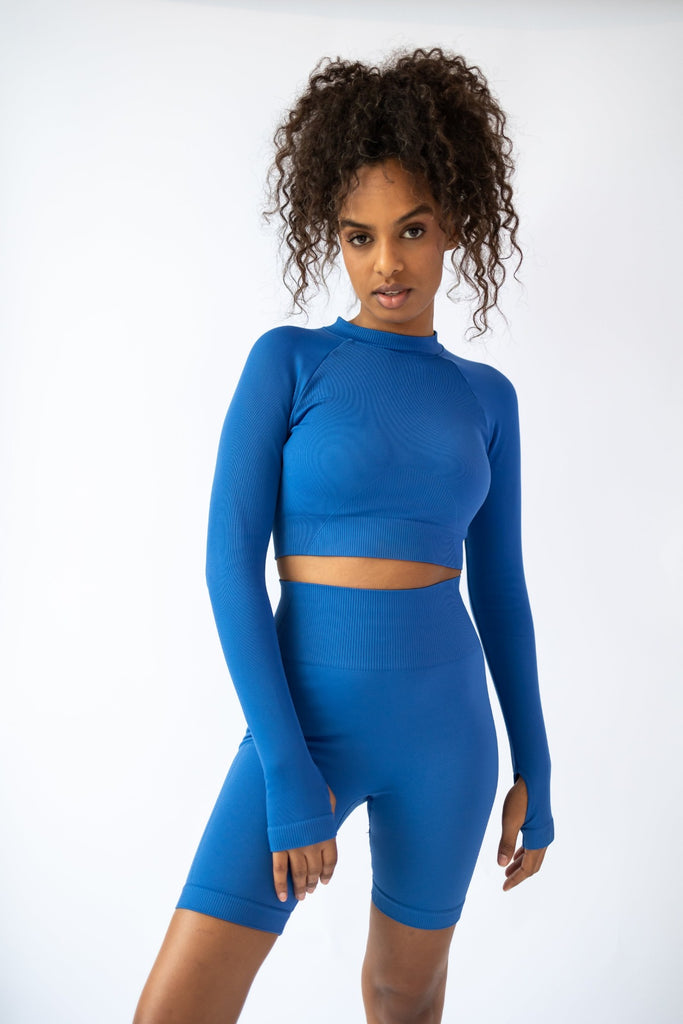 FormFit Seamless Long Sleeve Cropped Top Tops ACTIVEIST X MOTION S/M Deep Blue 