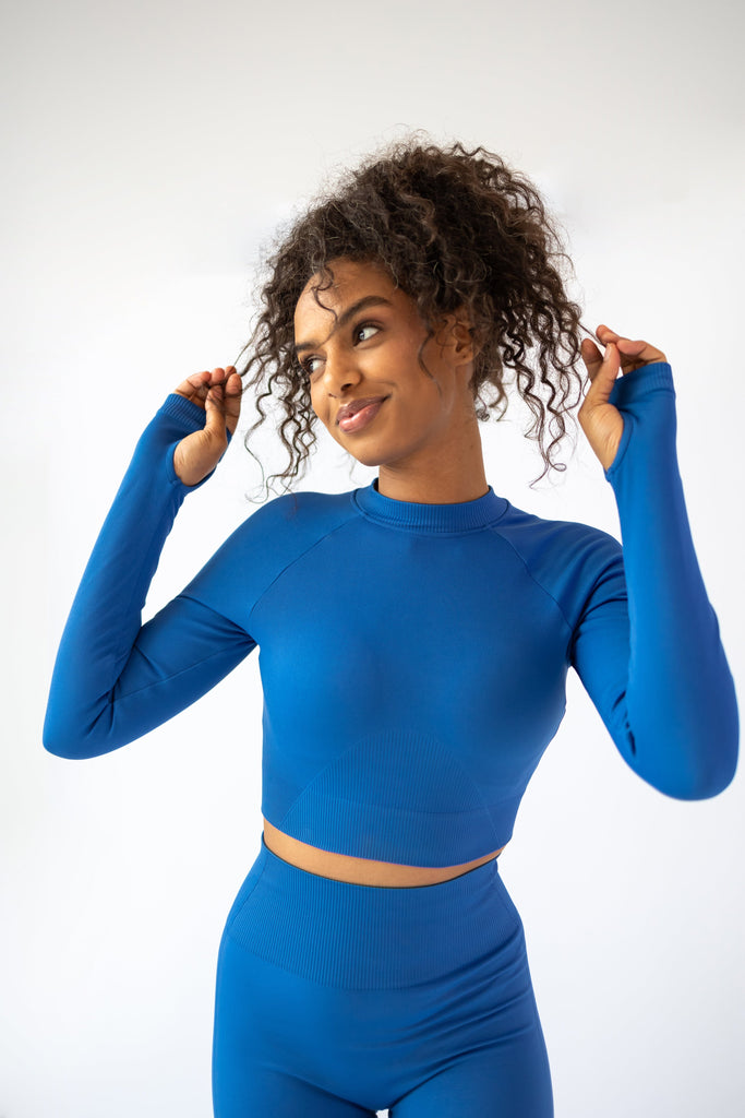 FormFit Seamless Long Sleeve Cropped Top Tops ACTIVEIST X MOTION XS/S Deep Blue 